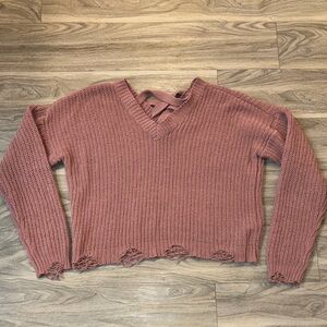 Derek Heart Mauve V-Neck Sweater
